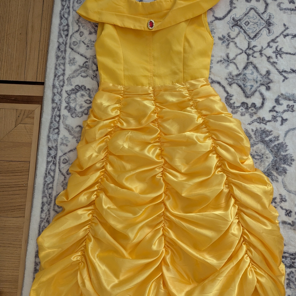 Disney Princess Belle Dress.  Yellow Kids Dress with Ruched Skirt